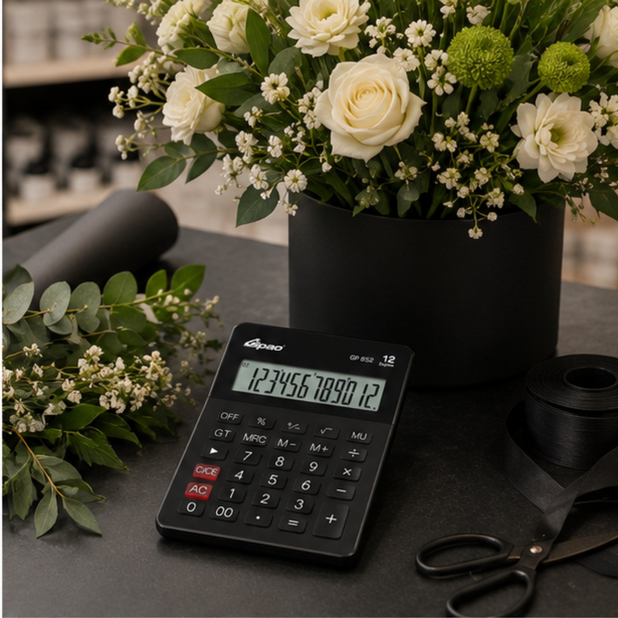 Calculadora de Escritorio Gipao GP 852 – 12 Dígitos Negra