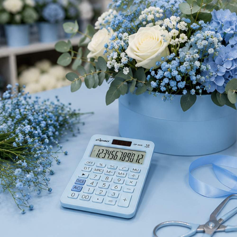 Calculadora de Escritorio Gipao GP 853 – 12 Dígitos Azul Pastel