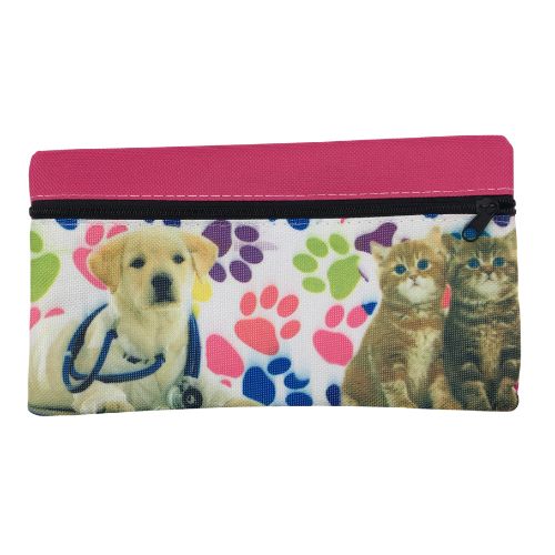 Cartucchera Economica 1Cierre Perro Y Gatos Fucsia
