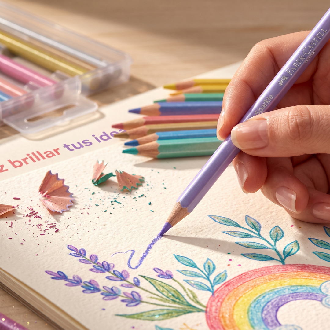 Colores Faber-Castell Sparkle Pastel x12 en Caja Metálica