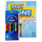 Combo Escolar Play Zone Artisan: Cuaderno de Actividades + Colores x12 + Lápiz N.2