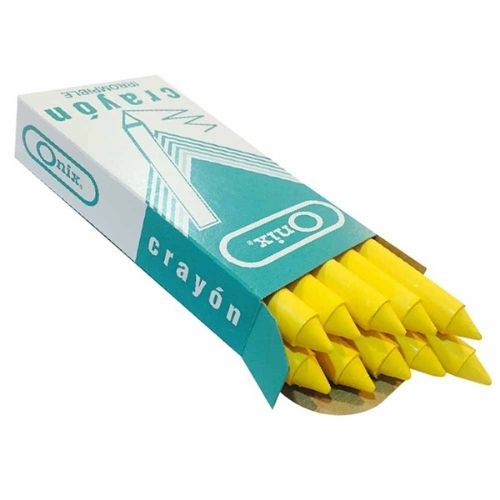 Crayones Onix Paquete X10 Unidades De Un Color Amarillo Caja Abierta