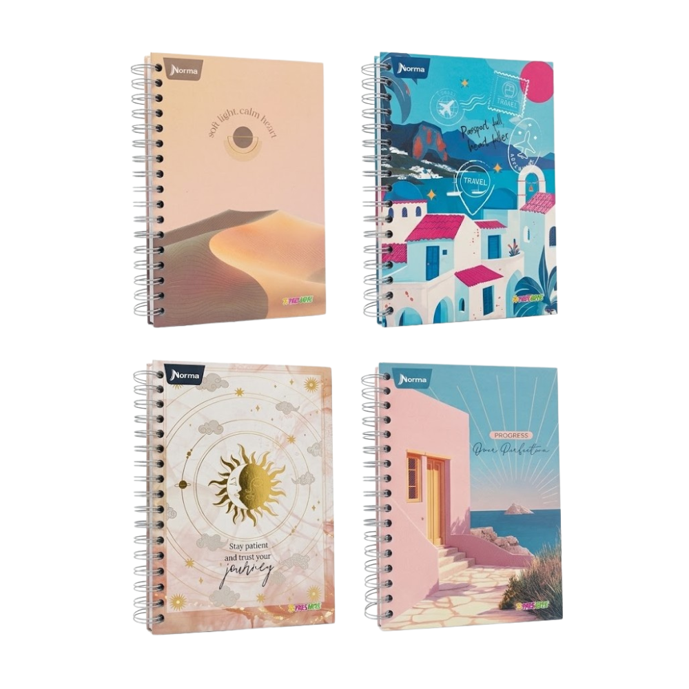 Hardcover Ringbound Notebook, Mixed, Small, Feminine, 7 Subject