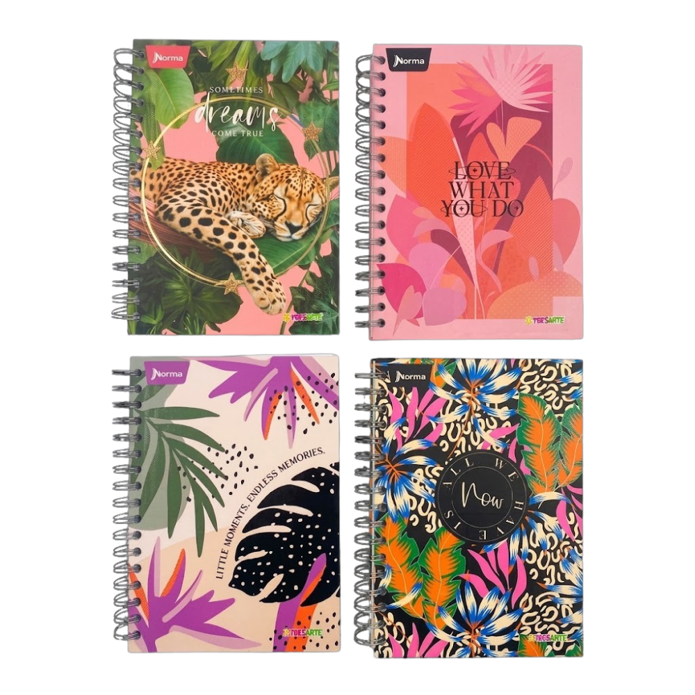 Hardcover Ringbound Notebook, Mixed, Small, Feminine, 7 Subject