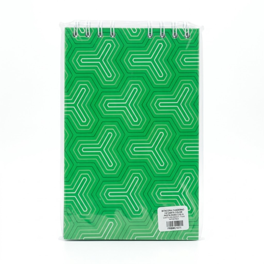 Cuaderno Bitácora Hoja Negra 1/2 Carta Pasta Estampada x40 Hojas