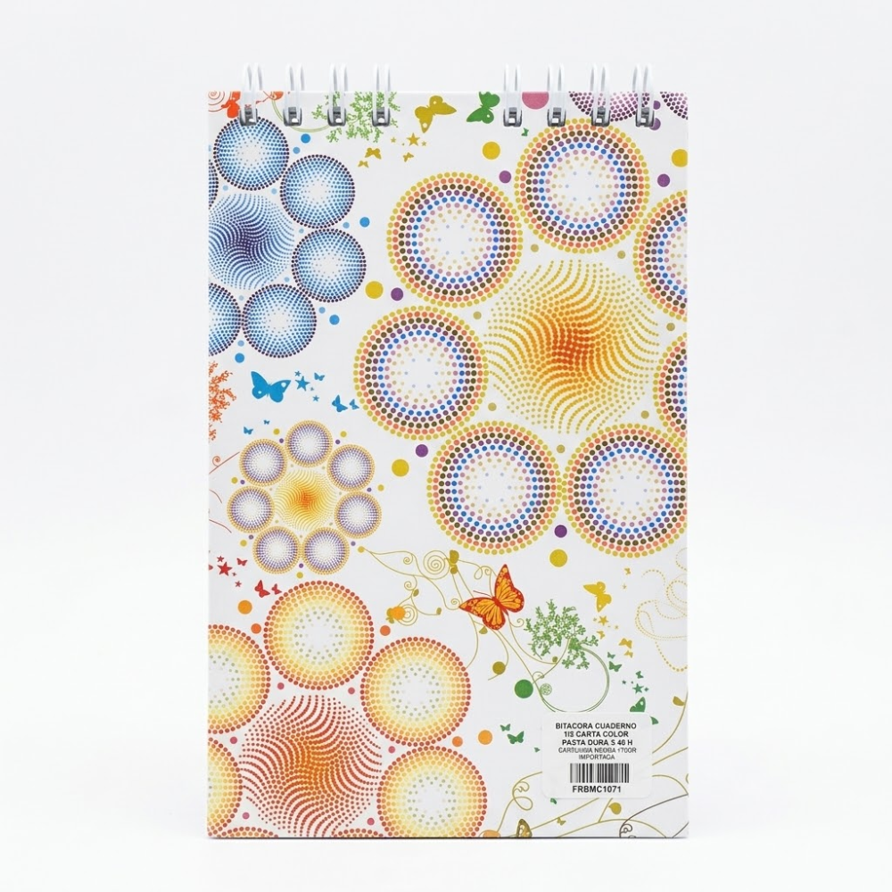 Cuaderno Bitácora Hoja Negra 1/2 Carta Pasta Estampada x40 Hojas