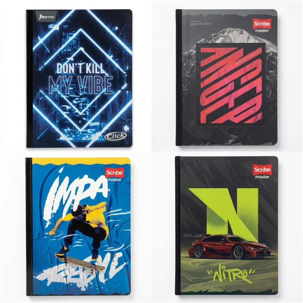 Cuaderno Cosido Xpresarte Norma 50 Hojas 1/2 Mediano Masculino Cuadros