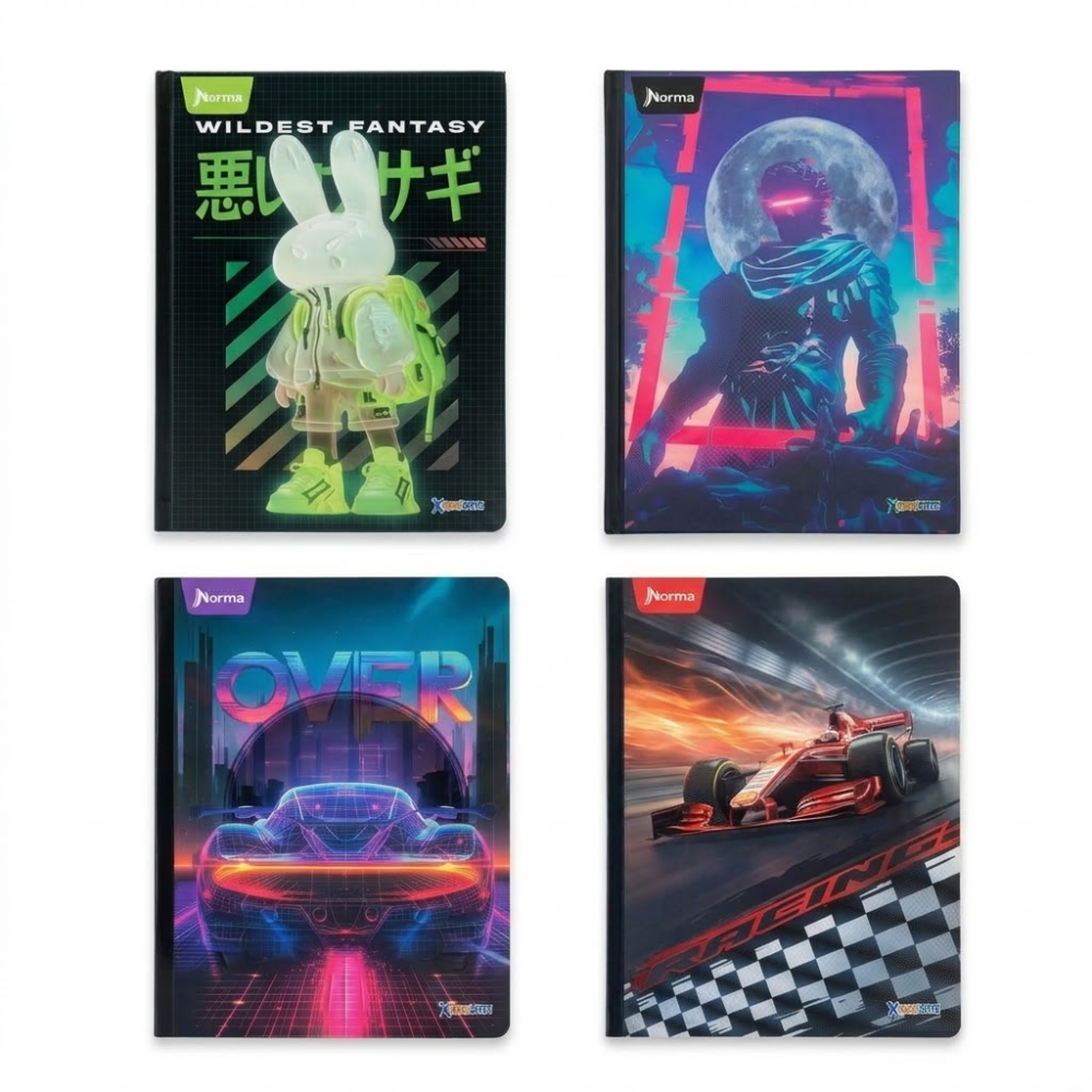 Cuaderno Cosido Xpresarte Norma 50 Hojas 1/2 Mediano Masculino Rayas