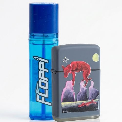 Fuchsia Dog Kit in grey: Floppi Lighter + Butane Gas Refill