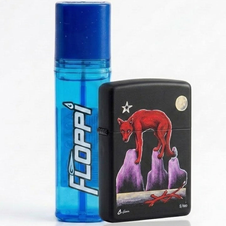 Black Fuchsia Dog Kit: Floppi Lighter + Butane Gas Refill