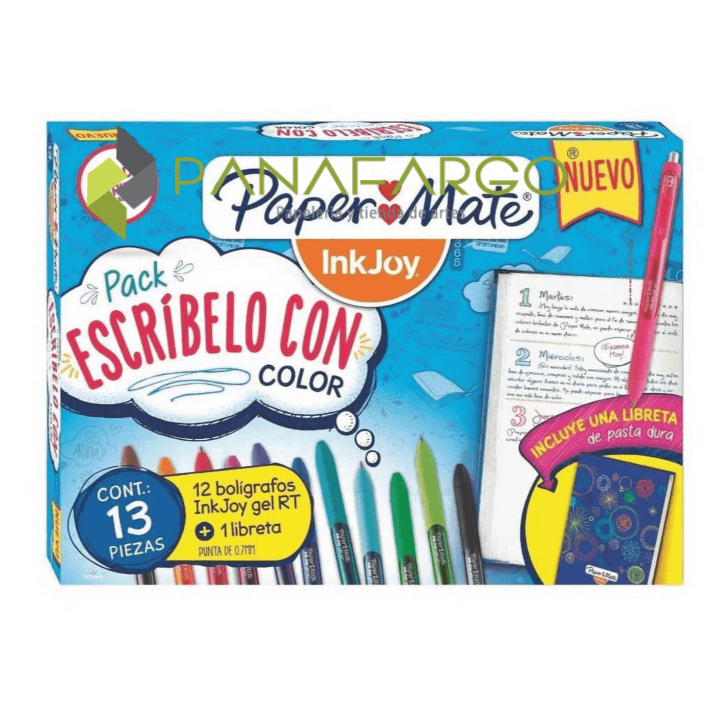 Estuche Paper Mate Boligrafo Quick Dry Retractil Gel X12 caja Libreta