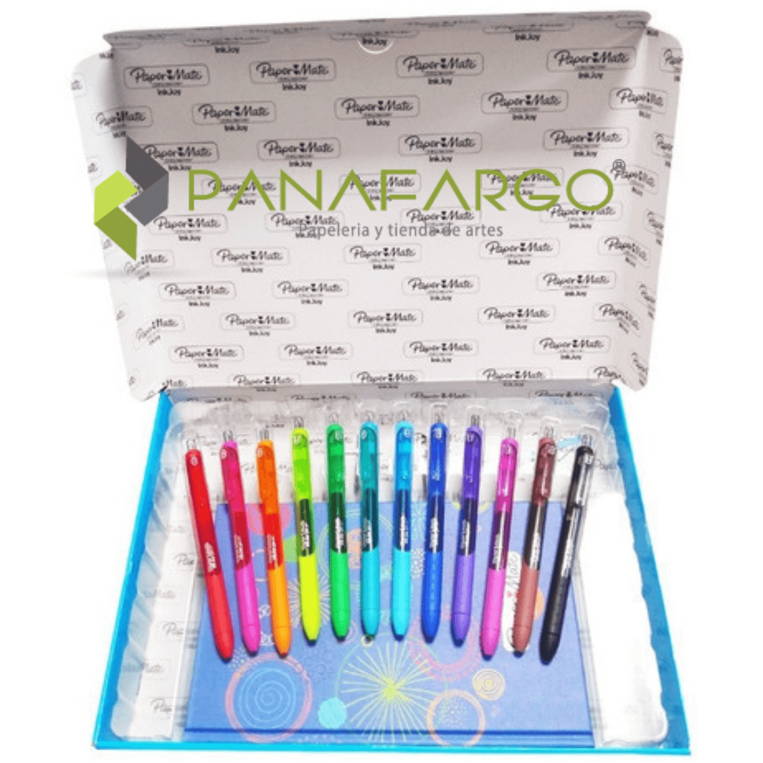 Estuche Paper Mate Boligrafo Quick Dry Retractil Gel X12 caja abierta Libreta