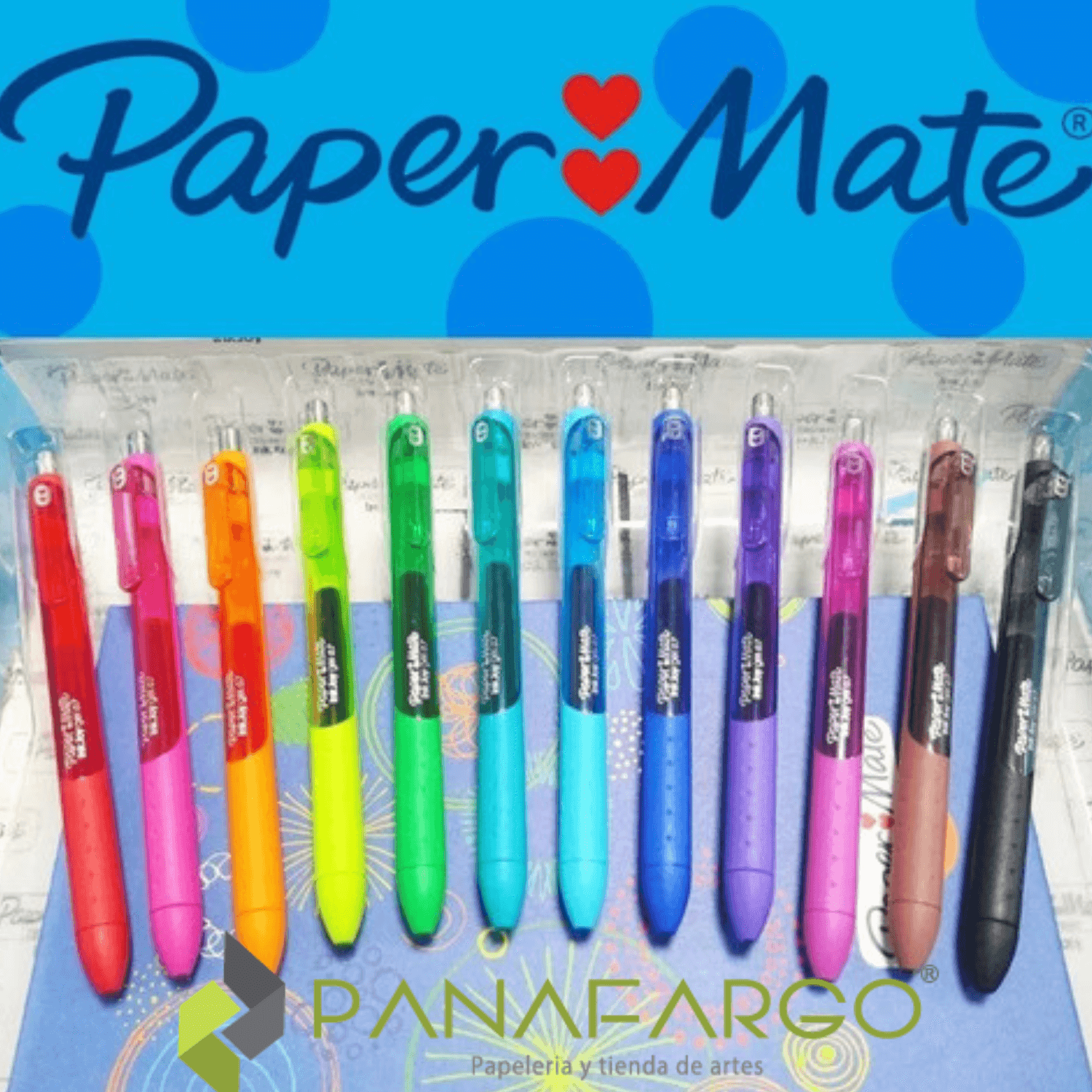 Estuche Paper Mate Boligrafo Quick Dry Retractil Gel X12 caja azul Libreta