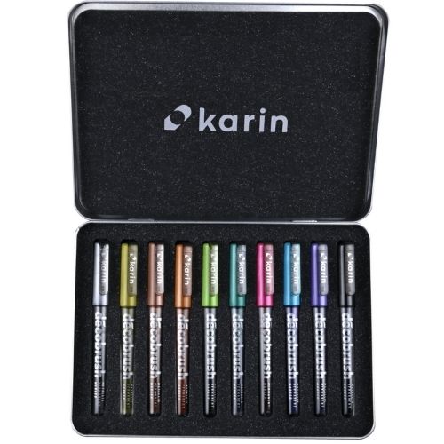 Estuche marcadores lettering metalicos karin Abierto De Frente