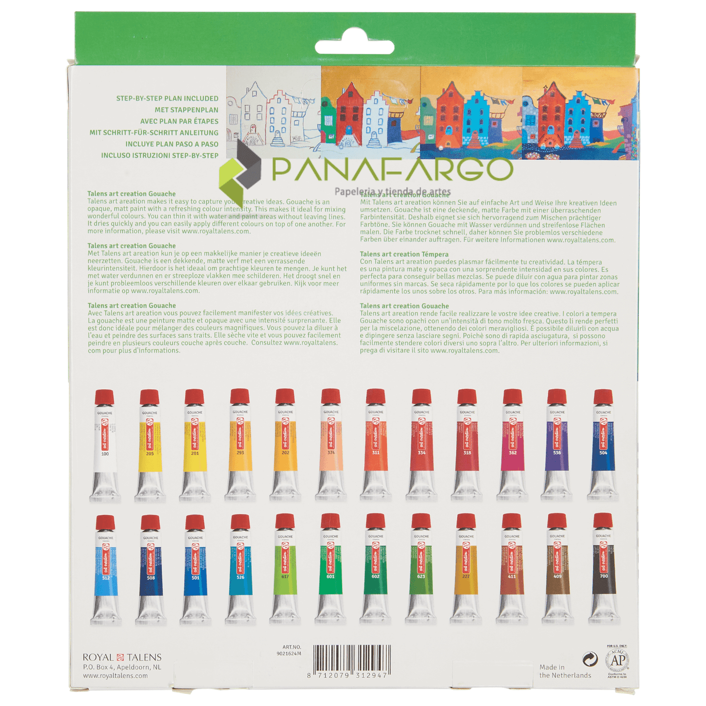 Estuche pintura tempera Gouache x 24 colores posterior