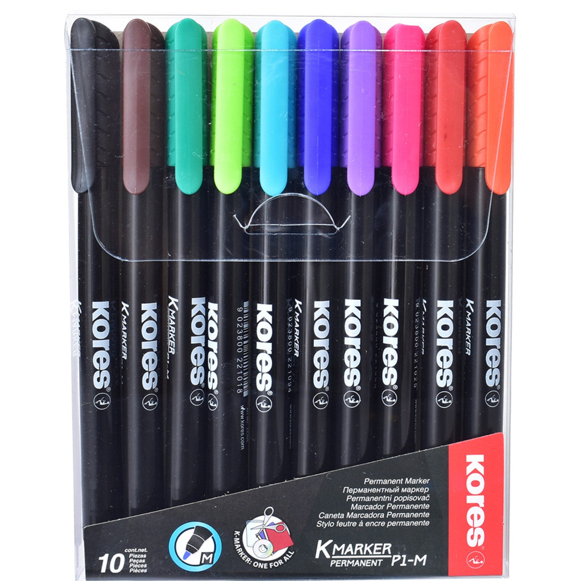 Estuche de 10 Marcadores Kores K Marker P1-M Permanente