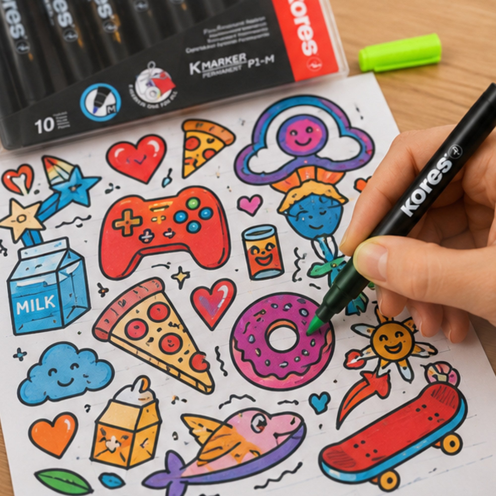 Estuche de 10 Marcadores Kores K Marker P1-M Permanente