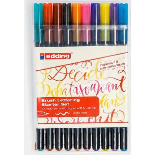Estuche de 10 Marcadores de Colores Surtidos Punta Pincel Edding 1340 Especial Para Lettering Flores acuarela