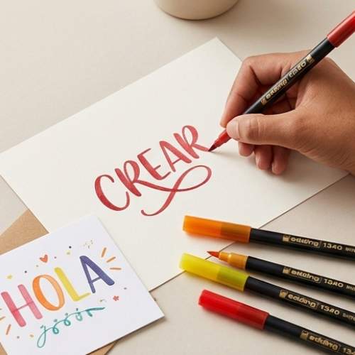 Estuche de 10 Marcadores de Colores Surtidos Punta Pincel Edding 1340 Especial Para Lettering Flores acuarela