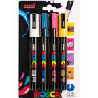 Estuche de 4 Marcadores POSCA PC-5M – Selección Amarillo Pajizo, Azul Metálico y Tonos Profesionales