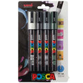 Estuche de 4 Marcadores POSCA PC-5M – Selección Azul Ingles y Tonos Profesionales