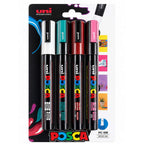 POSCA PC-5M Marker Set of 4 – Ruby Red and Professional Tones Selection