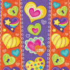Papel regalo Corazones Franjas verticales naranja lila