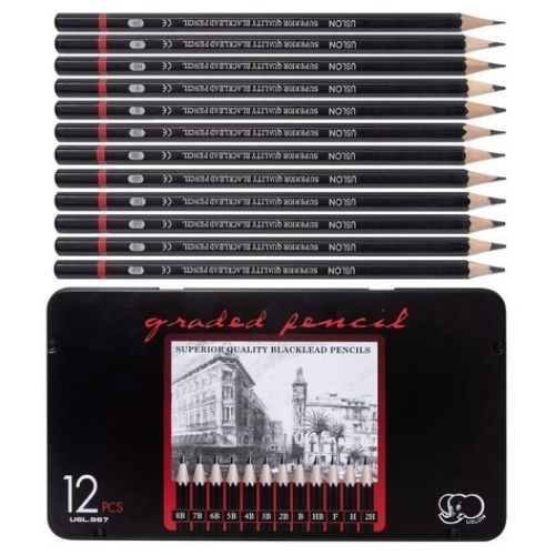Juego De Lapices De Dibujo X12 En Todos Los Gramajes Muestra