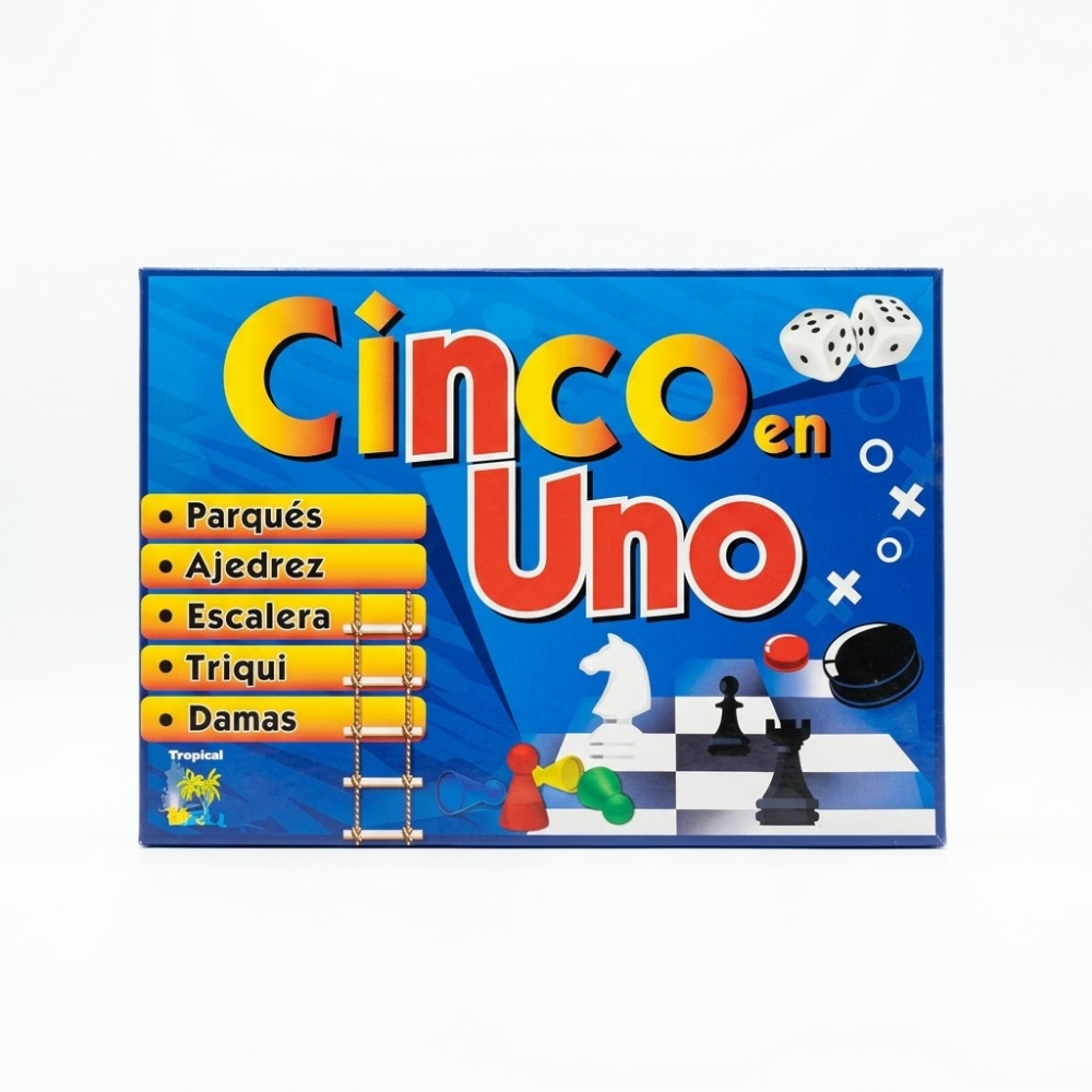 Juego de Mesa 5 en 1 Artisan Parqués Ajedrez Escalera Triqui Damas