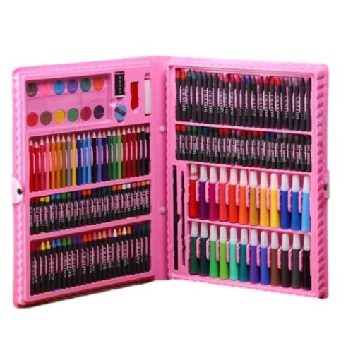 Kit De Arte Infantil Con 168 Piezas Para Nino Y Nina Rosado Abierto 1