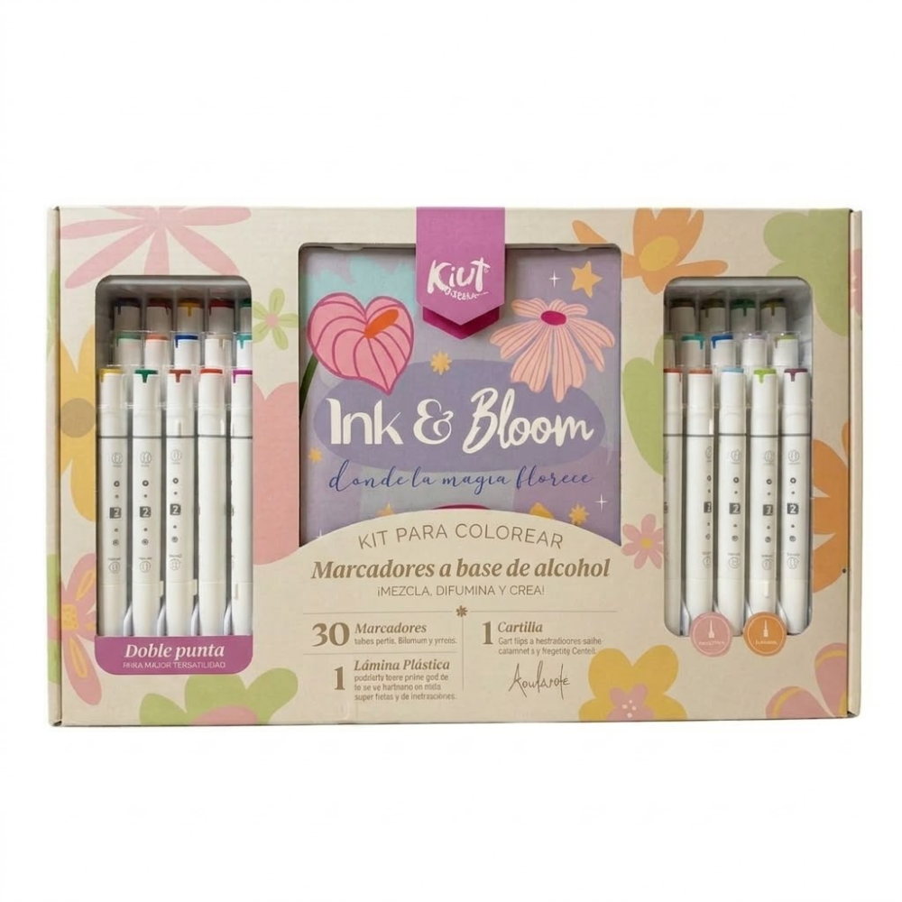 Kit Kiut Norma Lettering Ink & Bloom x 30 Marcadores + Cartilla