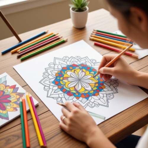 Libro de Mándalas mas caja de colores, marca Artisan - 1