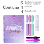 Kit de Apuntes Lindos KIUT x15 Piezas – Guía Creativa + Resaltadores, Fineliners y Bolígrafos