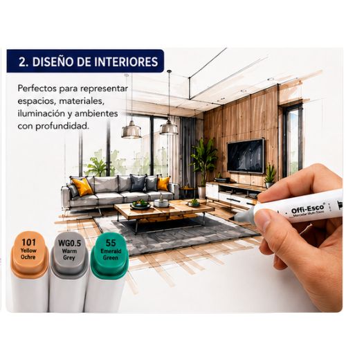Kit de Marcadores Multi-trazo Offi-Esco 48 Colores - Punta Doble (Biselada y Fina)