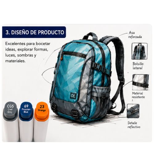 Kit de Marcadores Multi-trazo Offi-Esco 48 Colores - Punta Doble (Biselada y Fina)