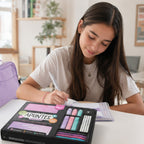 Kit de Apuntes Lindos KIUT x15 Piezas – Guía Creativa + Resaltadores, Fineliners y Bolígrafos