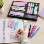 Kit de Apuntes Lindos KIUT x15 Piezas – Guía Creativa + Resaltadores, Fineliners y Bolígrafos