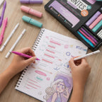 Kit de Apuntes Lindos KIUT x15 Piezas – Guía Creativa + Resaltadores, Fineliners y Bolígrafos