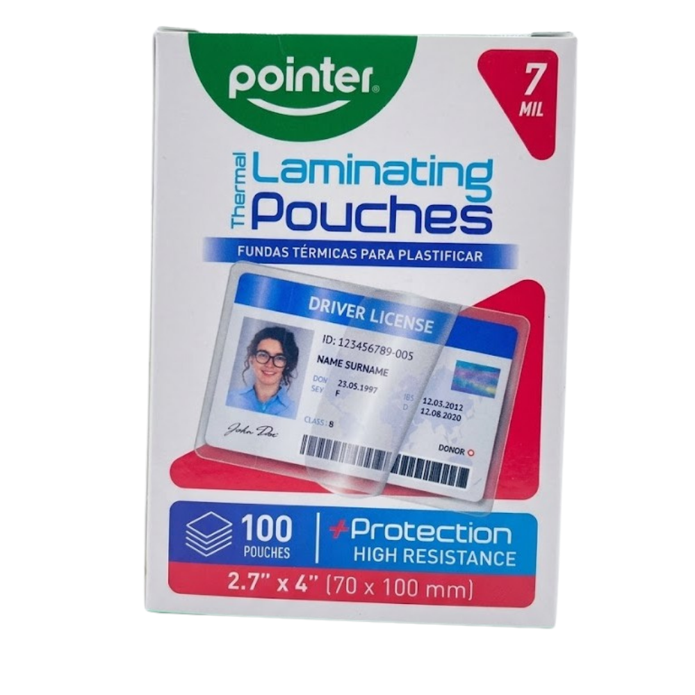Láminas para Plastificar Pointer 70 x 100 mm 175 Micras x 100 Unidades