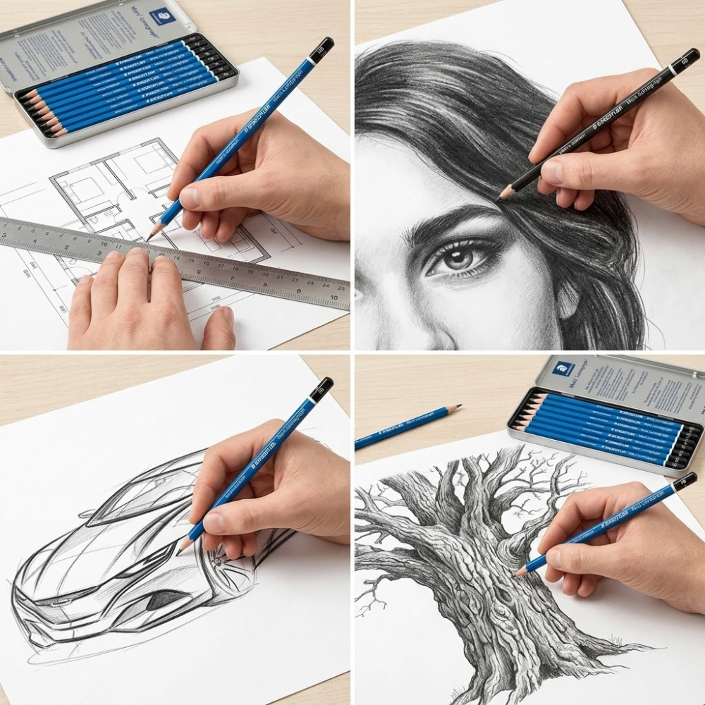 Lápices Staedtler Mars Lumograph x6 Caja Metálica
