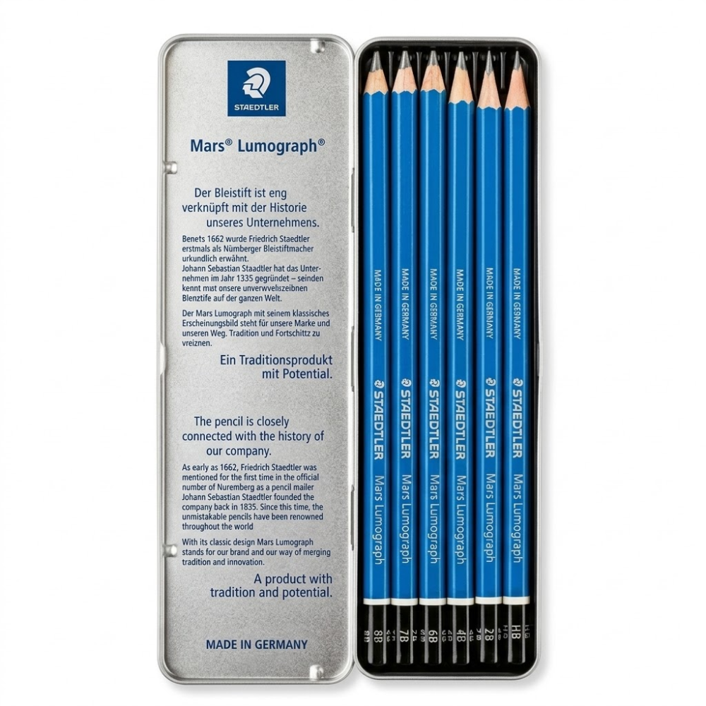 Lápices Staedtler Mars Lumograph x6 Caja Metálica