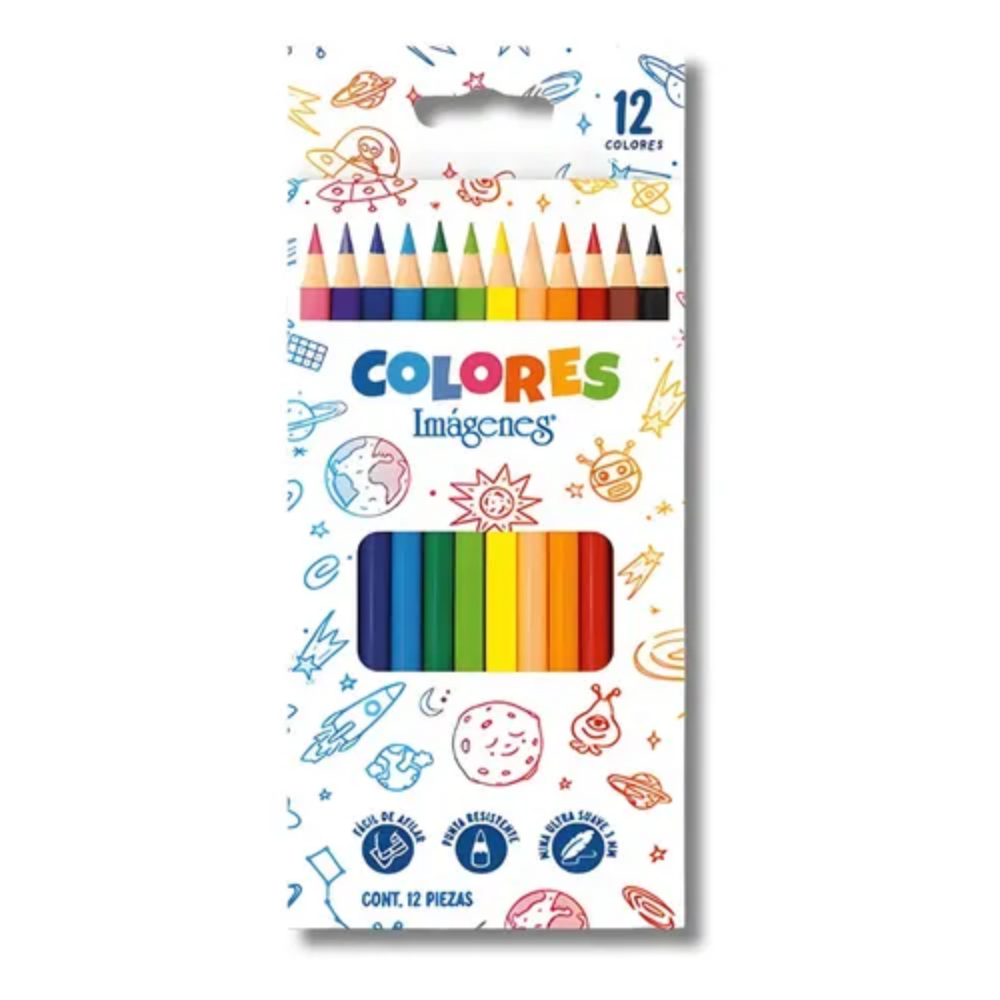 Lápices de Colores Norma Imágenes X12 Unipunta Largo | Colores Escolares