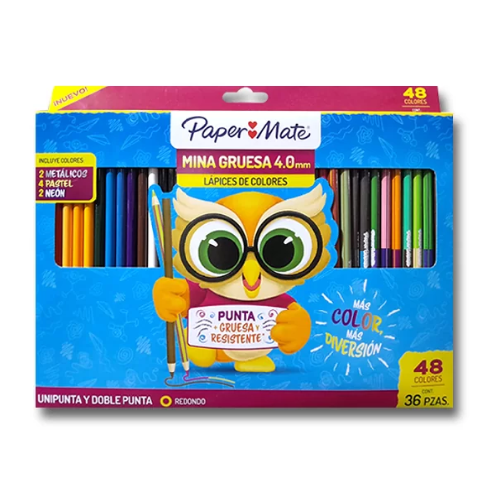 Lápices de Colores Paper Mate 4 mm x48 – Unipunta y Doble Punta