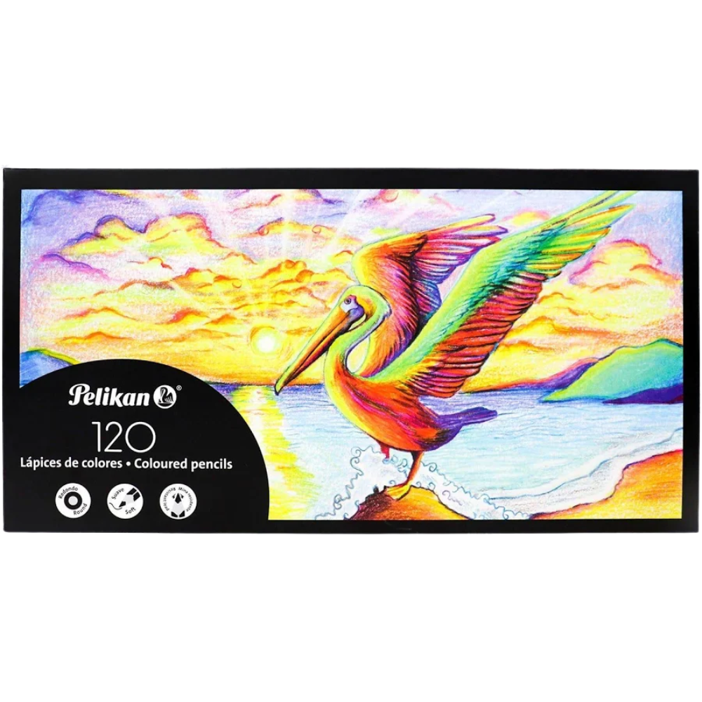 Lápices de Colores Pelikan Premium X120 Caja | Colores Artísticos, Premium, Mina 3,3 mm, Pastel, Metálicos y Neón