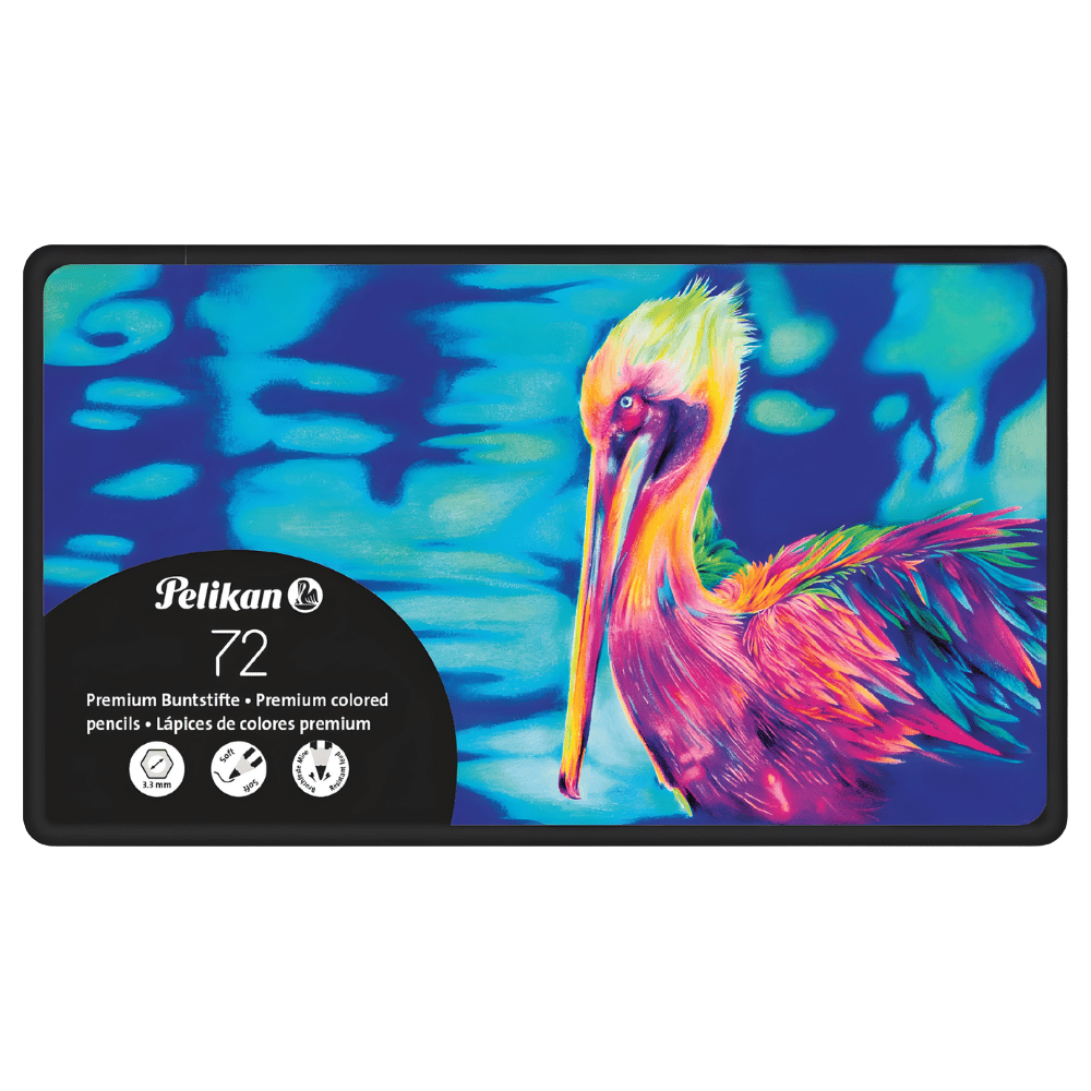 Lápices de Colores Pelikan Premium X72 Caja Metálica | Colores Artísticos, Hexagonales, Mina 3,3 mm