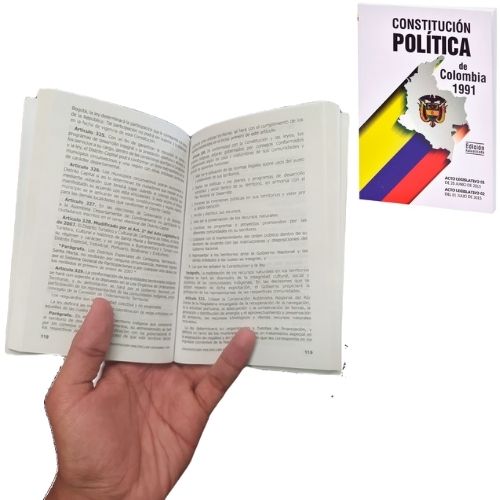 Libro De Constitucion Politica De Colombia Edicion Actualizada Portada Recta Con Libro Abierto