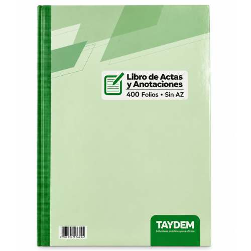 Libro de Actas y Anotaciones TAYDEM 400 Folios Empastado Sin AZ para Registro Oficial
