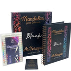 Libro de Mándalas mas caja de 12 Plumones Metalizados, marca Artisan - Black