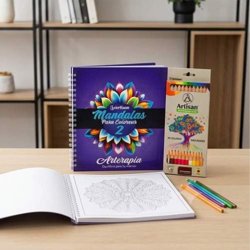 Libro de Mándalas mas caja de colores, marca Artisan - 2