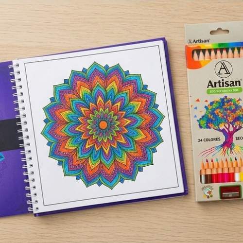 Libro de Mándalas mas caja de colores, marca Artisan - 2